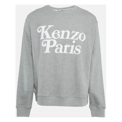 Kenzo X Verdy Grey flocked-Logo Cotton Knit Sweatshirt