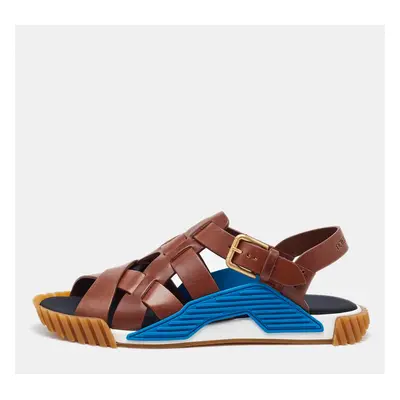 Dolce & Gabbana Brown Leather Ns1 Buckle Sandals