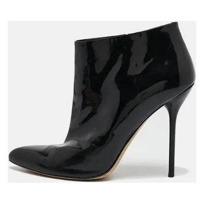 Gucci Black Patent Leather Pointed Toe Ankle Length Boots Size