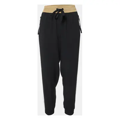 Moncler Black Crepe Logo Tape Trimmed Trackpants