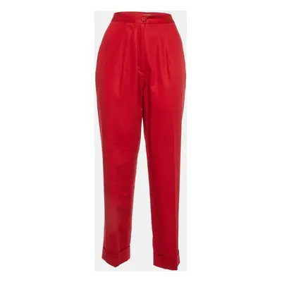 Bottega Veneta Red Cotton Pleated Pants