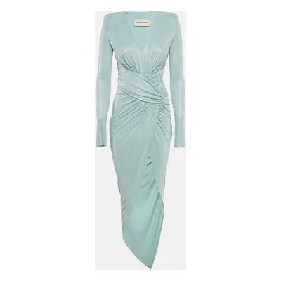 Alexandre Vauthier Blue Studded Jersey Drape Style Maxi Dress