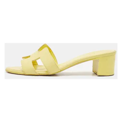 Hermes Yellow Leather Oasis Slide Sandals Size