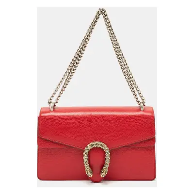 Gucci Red Leather Dionysus Crystals Shoulder Bag