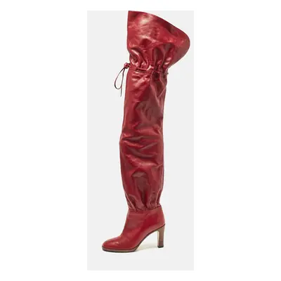 Gucci Red Leather Trish Over the Knee Boots Size