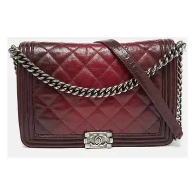 Chanel Burgundy Ombre Quilted Leather Large Boy Flap Bag