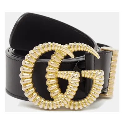 Gucci Black Leather Torchon Double G Buckle Belt