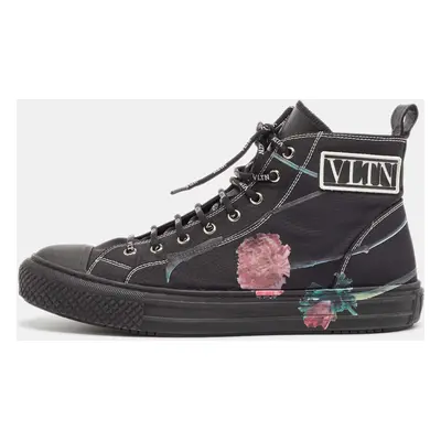 Valentino Black Floral Print Canvas VLTN High Top Sneakers Size