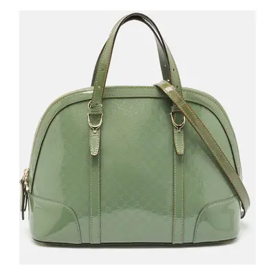 Gucci Green Micro Gussiccima Patent Leather Nice Dome Satchel