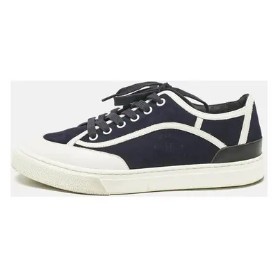 Hermes Navy Blue/White Suede and Leather Get Sneakers Size