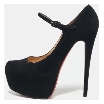 Christian Louboutin Black Suede Lady Daf Mary Jane Pumps Size