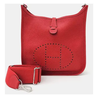 Hermes Red Leather Evelyn bag