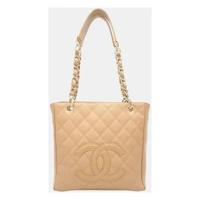 Chanel Beige Caviar Leather Petite GST Shoulder Bag