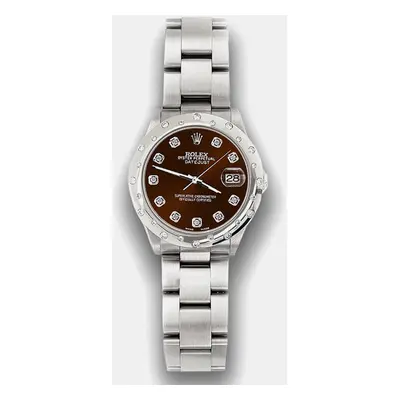 Rolex Custom Chocolate Diamond Stainless Steel Datejust Automatic Women's Wristwatch mm