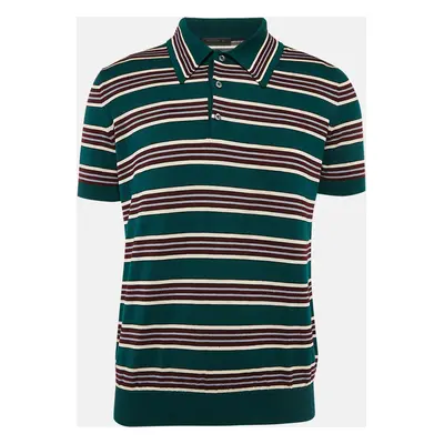 Prada Green Striped Jersey Polo T-Shirt