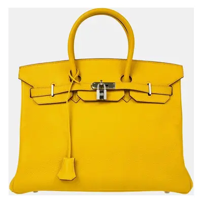 Hermes Jaune Taurillon Clemence Birkin Handbag