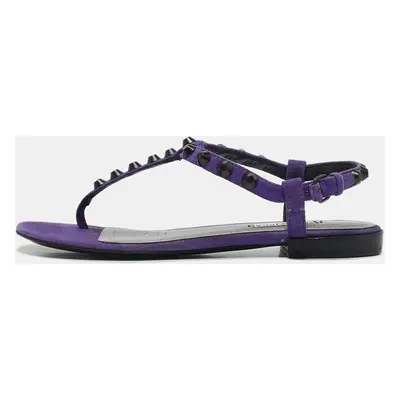 Balenciaga Purple Suede Arena Flat Sandals Size