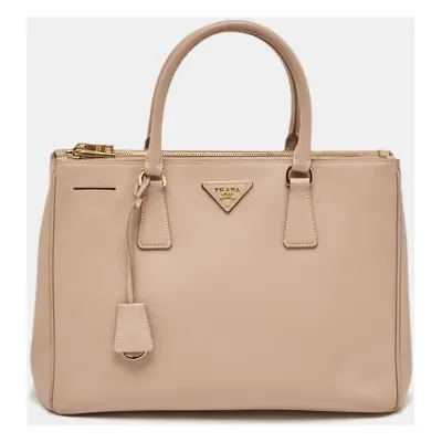 Prada Dusty Pink Saffiano Lux Leather Double Zip Tote