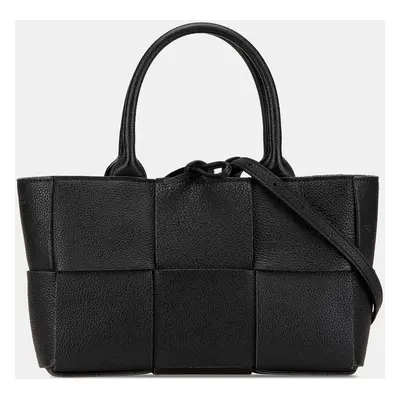 Bottega Veneta Black Mini Lambskin Intreccio Arco Tote