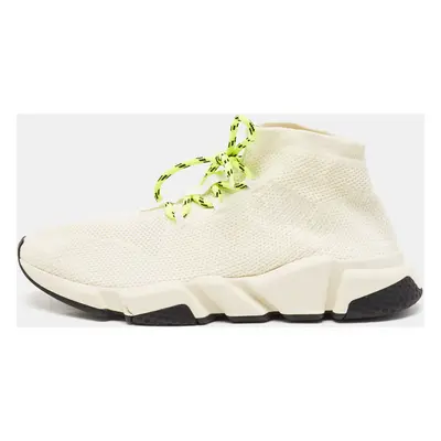 Balenciaga Off white Knit Fabric Speed Trainer Sneakers Size