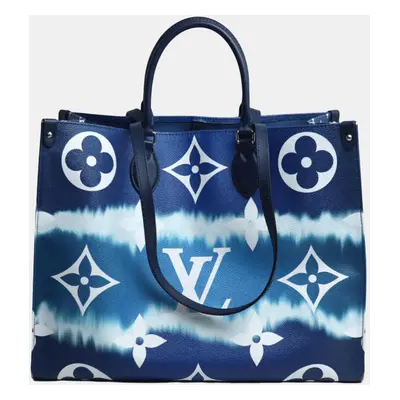 Louis Vuitton Monogram Giant Blue Escar On The Go Gm Tote Bag