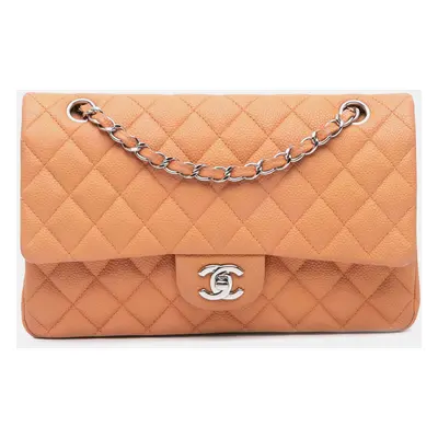 Chanel Orange Medium Classic Caviar Double Flap