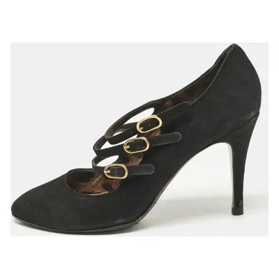 Dolce & Gabbana Black Suede Triple Buckle Mary Jane Pumps Size