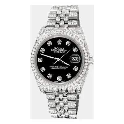 Rolex datejust pave 10.2ct iced diamond black dial jubilee Wristwatch