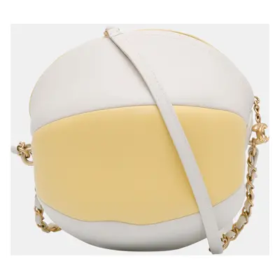 Chanel White/Yellow Calfskin Coco Beach Ball Bag