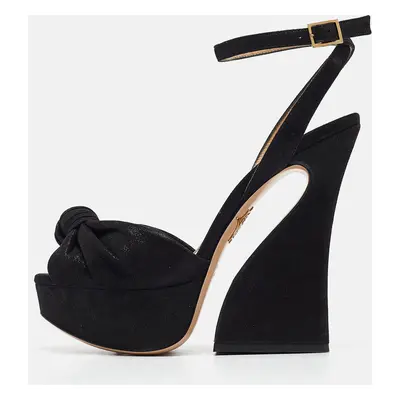 Charlotte Olympia Black Iridiscent Suede Vreeland Sandals Size