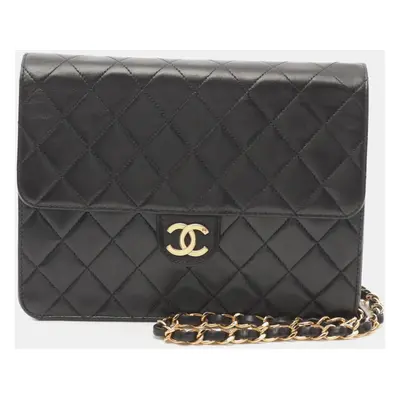 Chanel Black Lambskin Leather Tall Flap Shoulder Bag