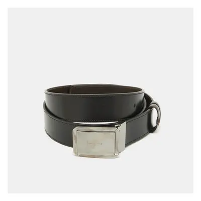 Salvatore Ferragamo Black/Brown Leather Cut to Size Buckle Belt