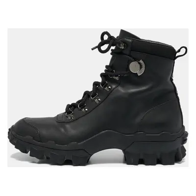 Moncler Black Leather Heeled Ankle Boots Size