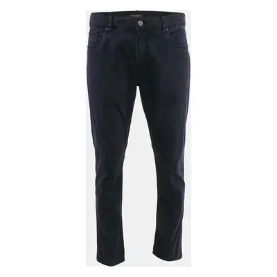 Ermenegildo Zegna Navy Blue Gabardine Straight Leg Tailored Fit Pants