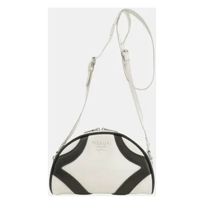 Prada Black, White Leather Shoulder Bag