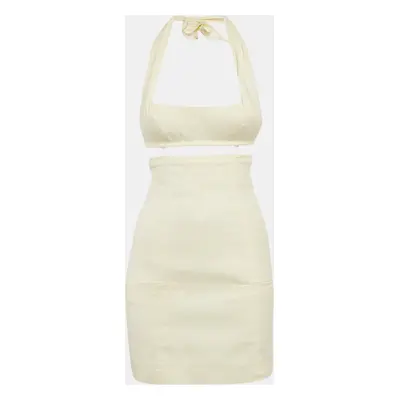 Jacquemus Cream Linen Blend Le Splash Mini Dress