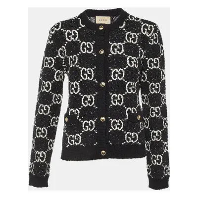 Gucci Black GG Jacquard Knit Button Front Cardigan