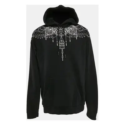 Marcelo Burlon Black Astral Wings Print Cotton Hooded Sweatshirt