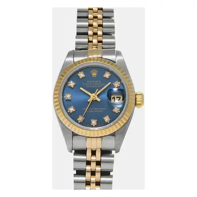 Rolex Black Diamonds 18K Yellow Gold And Stainless Steel Datejust Women's Wristwatch mm