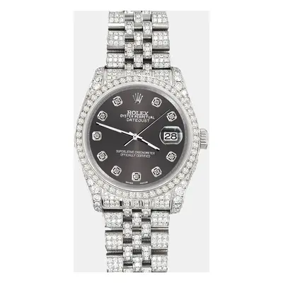 Rolex datejust pave 10.2ct iced diamond rhodium gray jubilee Wristwatch