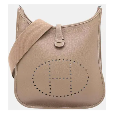 Hermes Etoupe Taurillon Clemence Evelyne III PM Bag