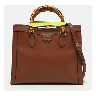 Gucci Brown Leather Bamboo Diana Tote