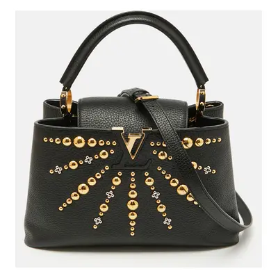 Louis Vuitton Black Leather Studded Sol Capucines PM Bag