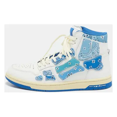 Amiri White/Blue Bandana Leather Skel High Top Sneakers Size