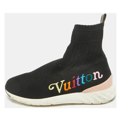 Louis Vuitton Black Knit Fabric Aftergame High Slip On Sneakers Size