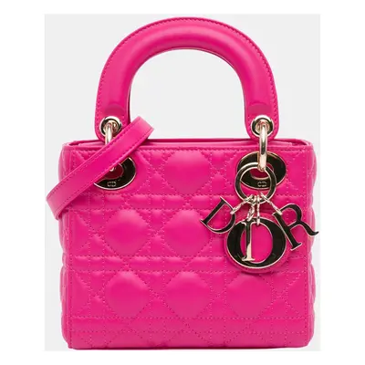 Dior Pink Mini Lambskin Cannage Lady Dior