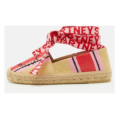 Stella McCartney Multicolor Striped Raffia Gaia Espadrille Flats Size