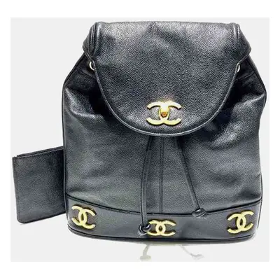 Chanel Black Leather Triple CC Backpack