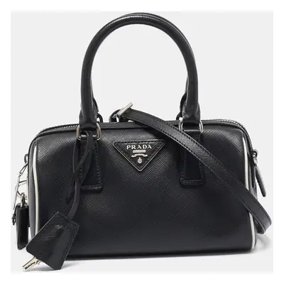 Prada Black Saffiano Lux Leather Mini Boston Bag