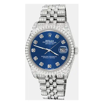 Rolex datejust pave 10.2ct iced diamond cobalt blue jubilee Wristwatch 1